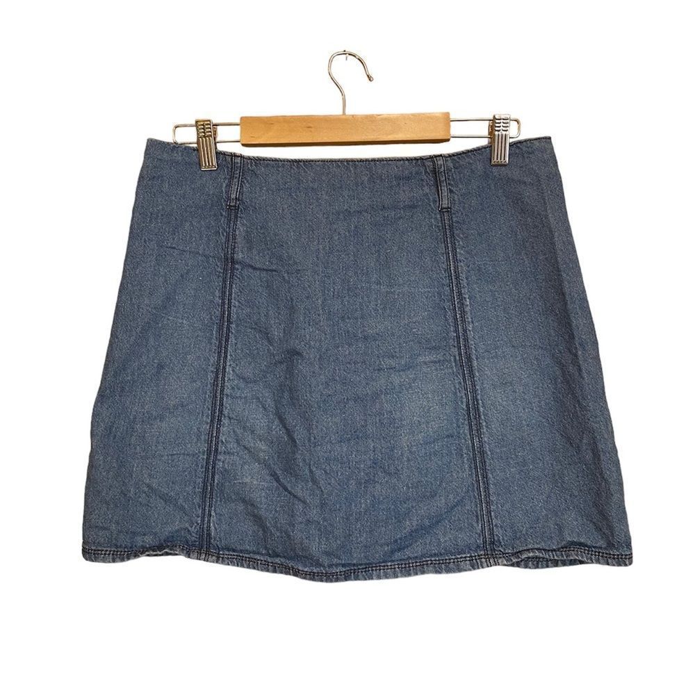 SANCTUARY BLUE MARINE-WASH SNAP FRONT POCKETS DENIM SKIRT 30 - Picture 2 of 9